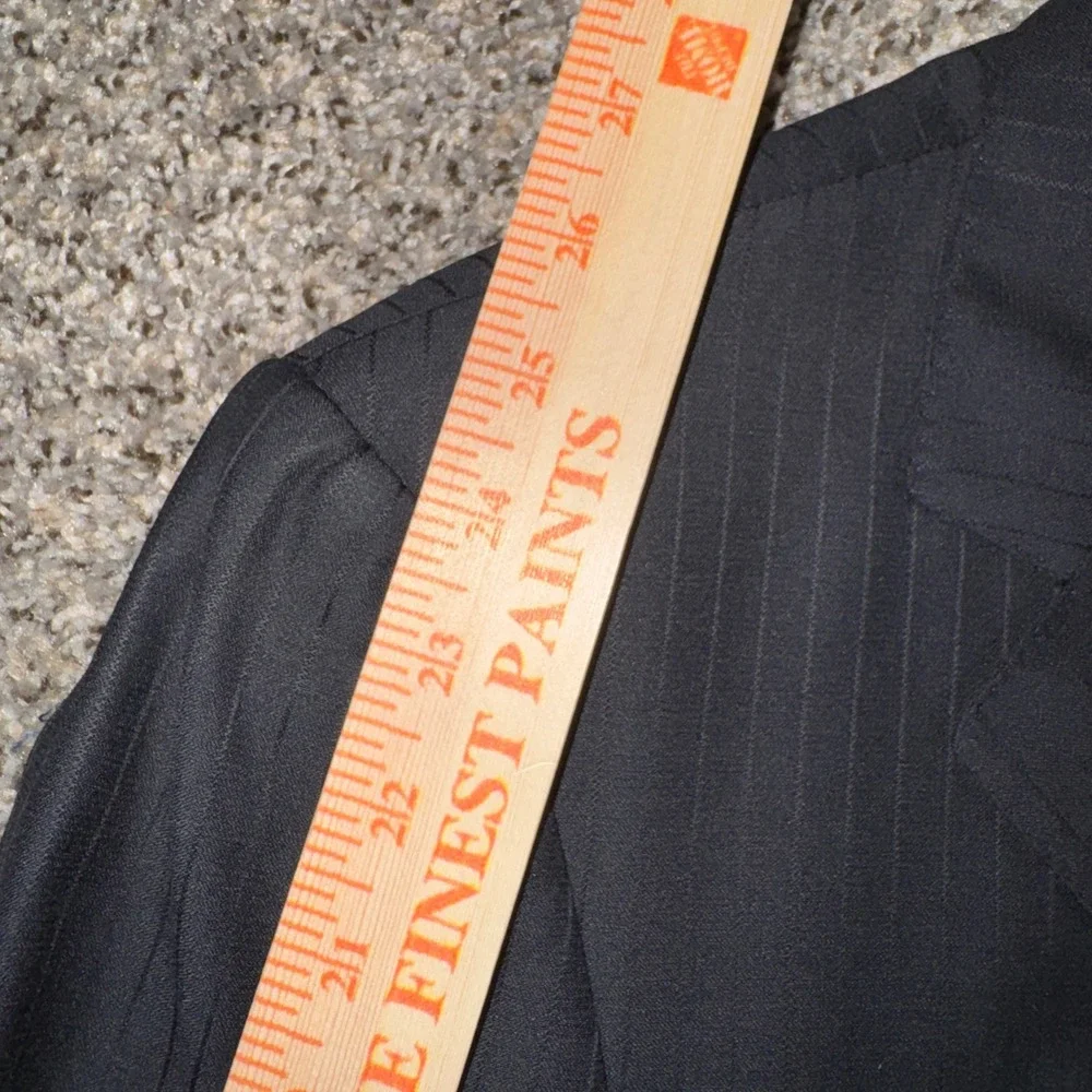 Ermenegildo Zegna 42R Saks Navy Pinstripe Wool Cashmere Mohair Blazer
